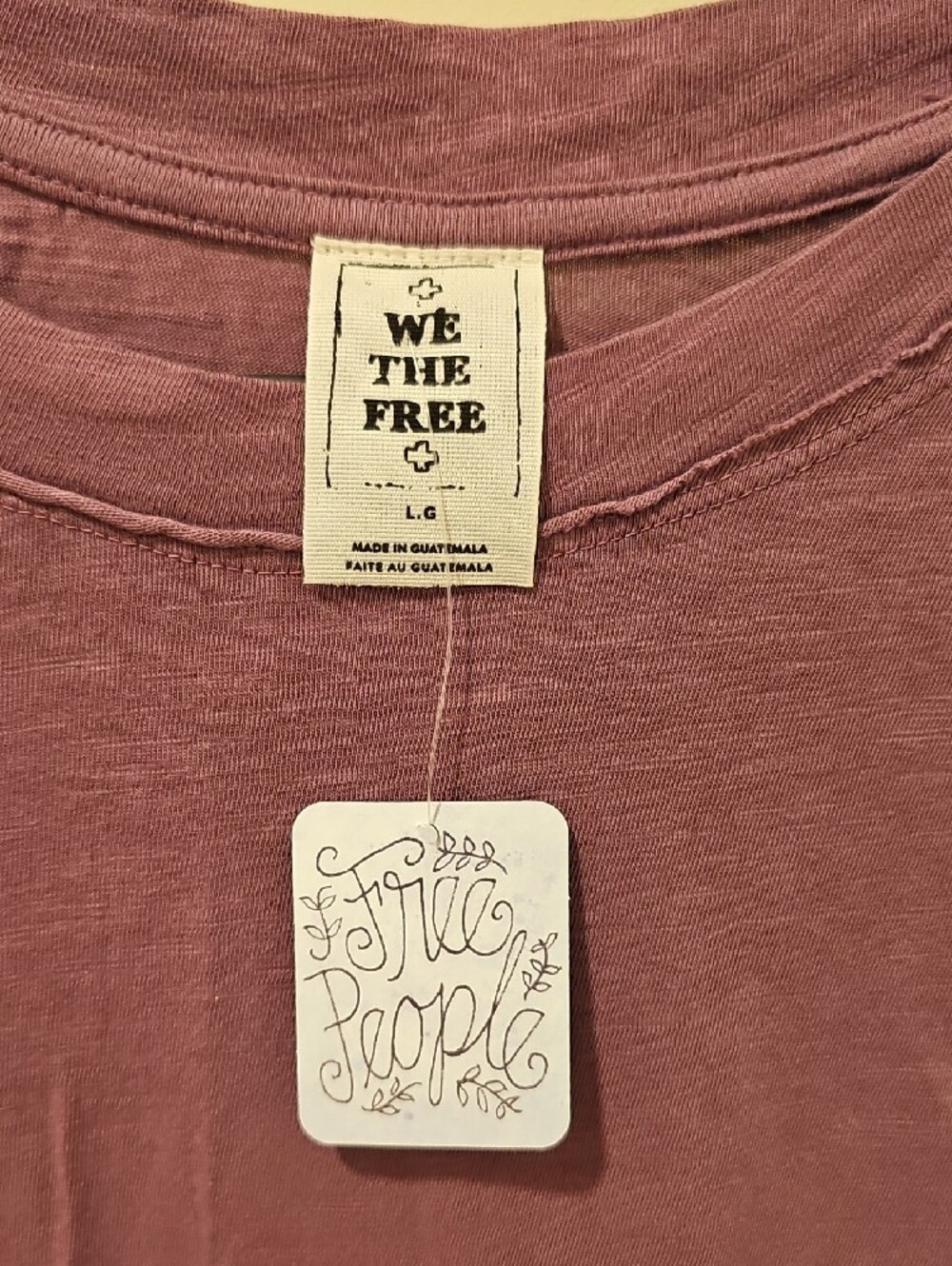 Free People Arden Crew Neck Tee in Plum; NWT; Size LARGE - Picture 4 of 8